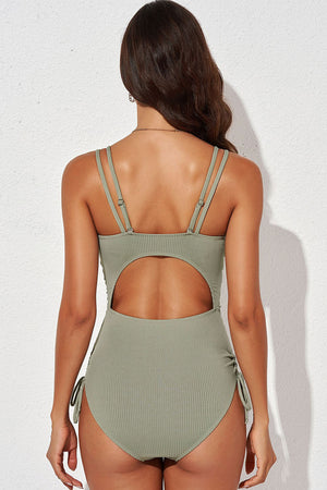 Tied Cutout Plunge One-Piece Swimsuit - All Mine Now Clothing