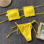 Frill Trim Ruched Bikini Set - All Mine Now Clothing