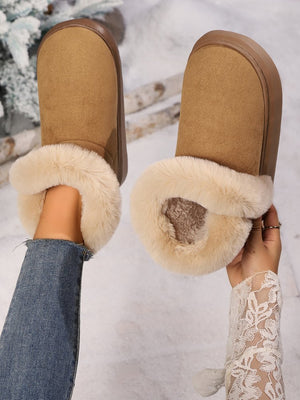 Faux Fur Round Toe Platform Boots - All Mine Now Clothing