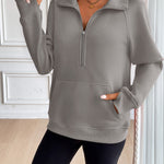 Ivy Lane Half Zip Raglan Sleeve Sweatshirt - All Mine Now Clothing