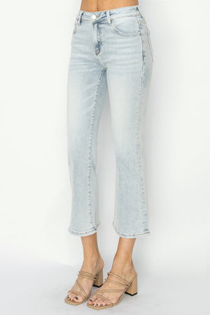 RISEN Full Size Mid Rise Cropped Flare Jeans - All Mine Now Clothing