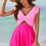 Cutout V-Neck Cap Sleeve One-Piece Swimwear - All Mine Now Clothing