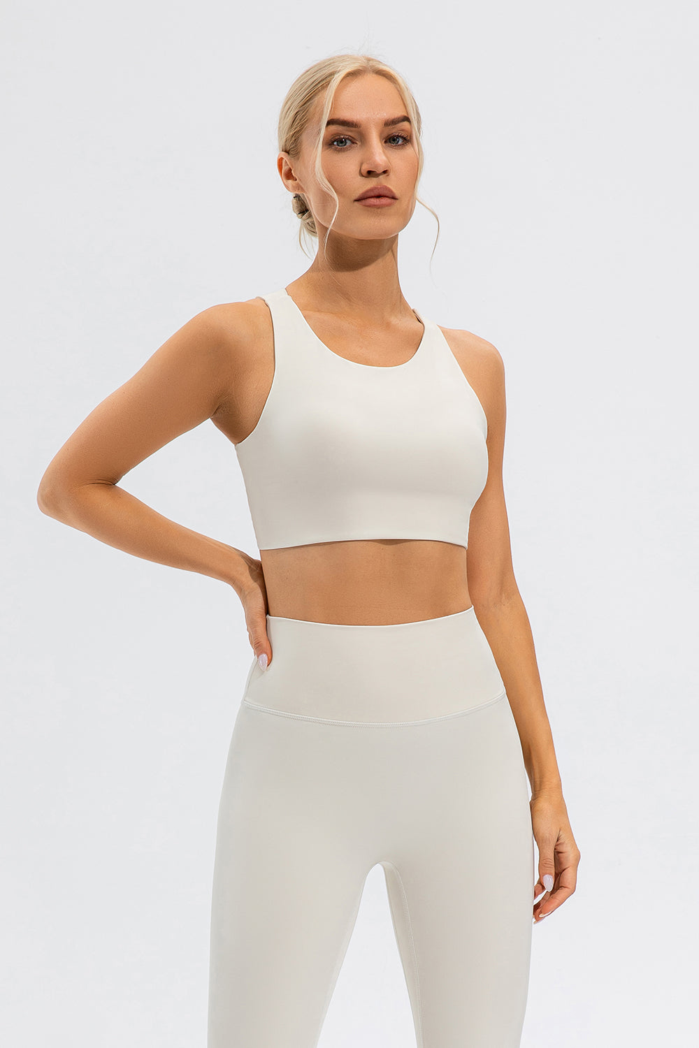 Round Neck Cutout Cropped Active Tank - All Mine Now Clothing