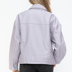 How Dare U Drawstring Hem PU Leather Zip Up Jacket - All Mine Now Clothing