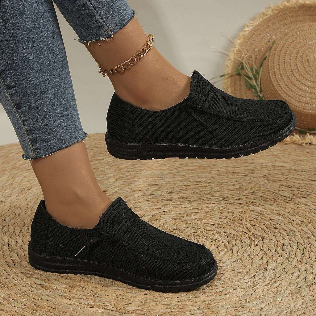 Lace Up Round Toe Slip-Ons