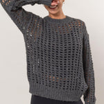 HYFVE Openwork Round Neck Long Sleeve Knit Cover Up - All Mine Now Clothing