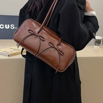 PU Leather Bow Trim Shoulder Bag - All Mine Now Clothing