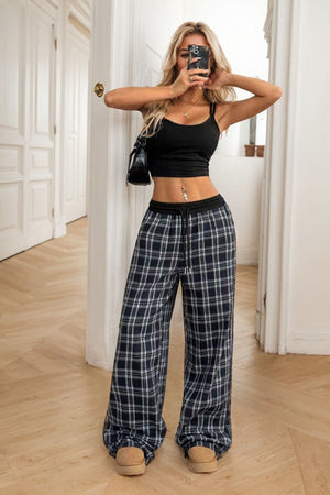 Plaid Wide Leg Pants - All Mine Now Clothing