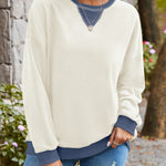 Lovelet Contrast Round Neck Long Sleeve Sweatshirt - All Mine Now Clothing