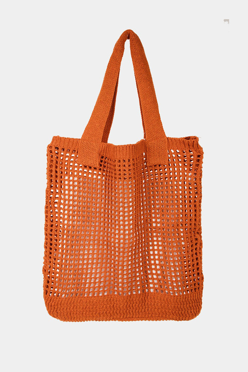 Fame Pointelle Knit Crochet Tote Bag - All Mine Now Clothing