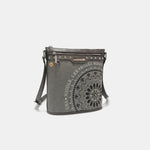 Nicole Lee USA Metallic Stitching Embroidery Inlaid Rhinestone Crossbody Bag - All Mine Now Clothing