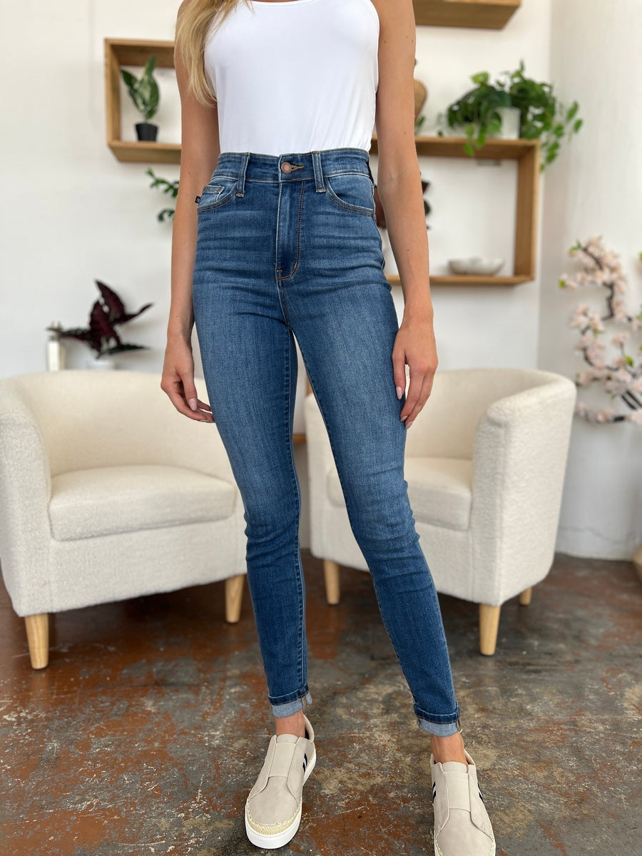 Judy Blue Full Size Cuffed Hem Skinny Jeans - All Mine Now Clothing