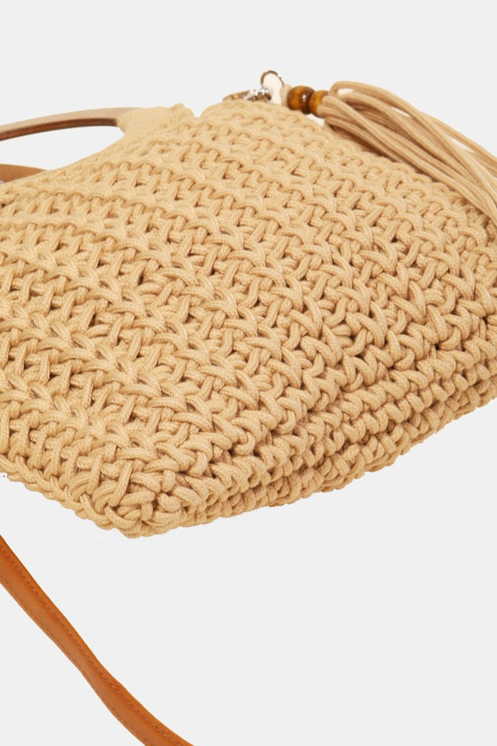 Fame Crochet Knit Convertible Tote Bag with Tassel - All Mine Now Clothing