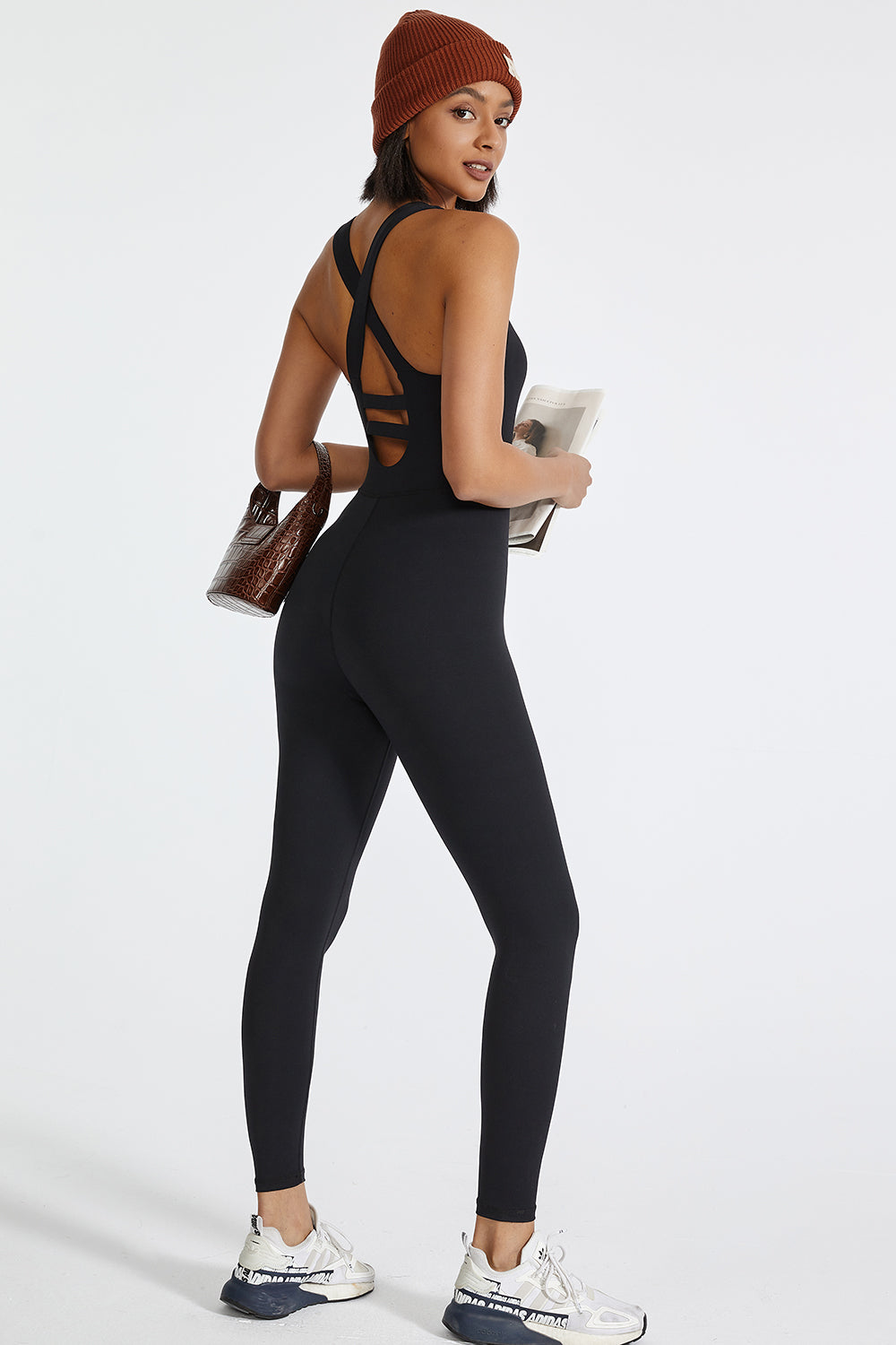 Crisscross Back Wide Strap Active Jumpsuit - All Mine Now Clothing