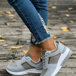 Lace-Up Rhinestone Wedge Sneakers - All Mine Now Clothing