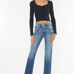 Kancan High Rise Wide Waistband Slim Straight Jeans Trendsi