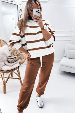 Striped Round Neck Long Sleeve Top and Pants Set - All Mine Now Clothing