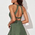 Halter Neck Open Back Swim Dress - All Mine Now Clothing