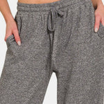 Zenana Drawstring Wide Leg Pants with Side Pockets Trendsi