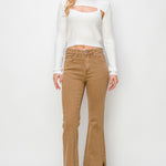 RISEN Bailey Full Size High Waist Side Slit Flare Jeans Trendsi