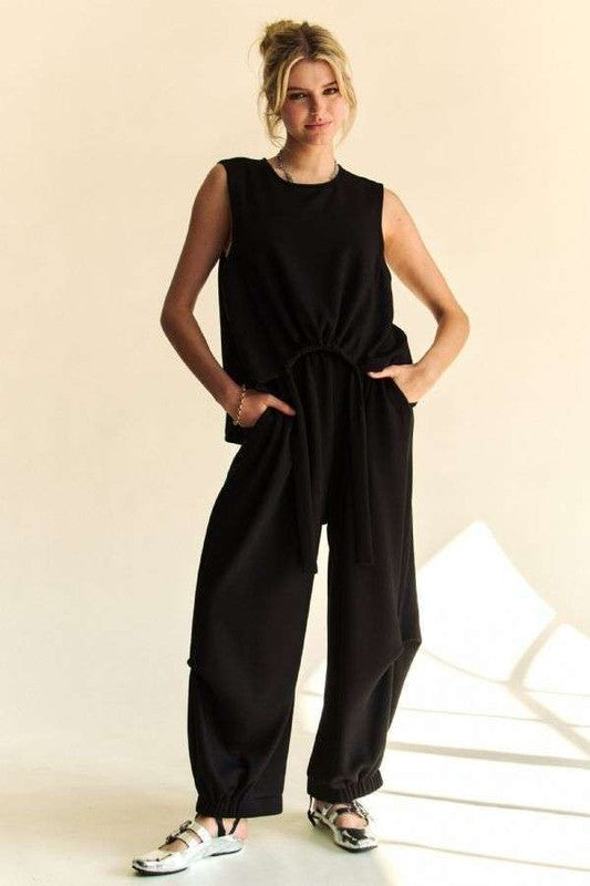 Davi & Dani Drawstring Hem Round Neck Tank and Pants Set - All Mine Now Clothing