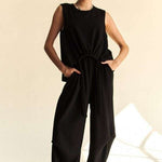 Davi & Dani Drawstring Hem Round Neck Tank and Pants Set - All Mine Now Clothing