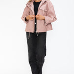 How Dare U Drawstring Hem PU Leather Zip Up Jacket - All Mine Now Clothing