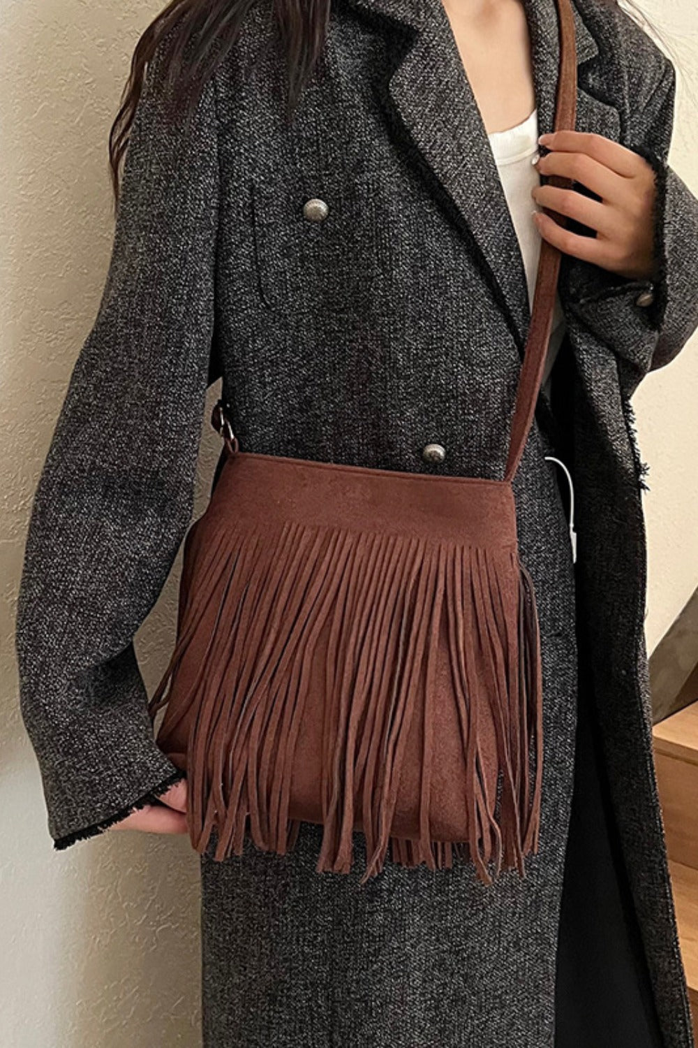 Suede Fringe Shoulder Bag - All Mine Now Clothing