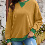 Lovelet Contrast Round Neck Long Sleeve Sweatshirt - All Mine Now Clothing