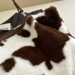 Cow Print Furry Tote Bag - All Mine Now Clothing