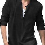 Men's Plus Size Half Button Long Sleeve Shirt