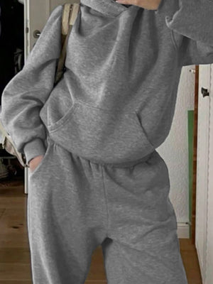 Devine Long Sleeve Hooded Jumpsuit with Pockets Trendsi