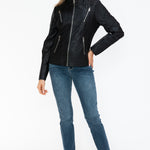 Snobbish Faux Leather Zip Up Mock Neck Jacket - All Mine Now Clothing