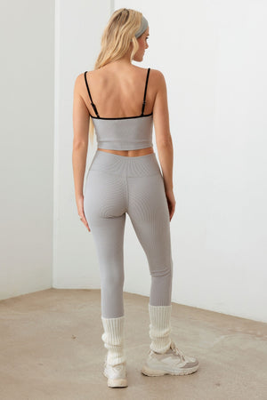 Le Lis Ribbed Crop Cami and High Waist Brushed Leggings Set - All Mine Now Clothing