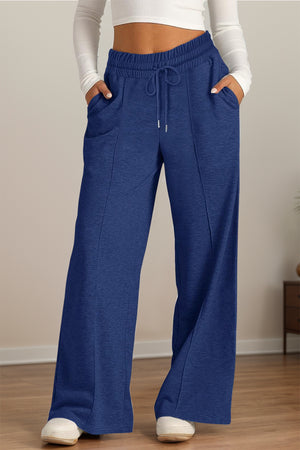 Drawstring Elastic Waist Wide Leg Pants - All Mine Now Clothing