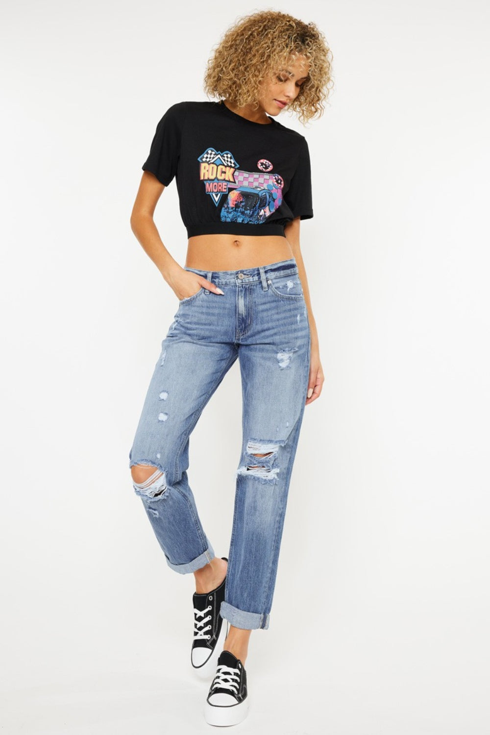 Kancan Mid Rise Distressed Straight Jeans - All Mine Now Clothing