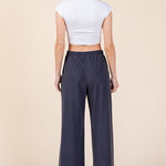 BOMBOM Elastic Waist Wide Leg Pants with Pockets - All Mine Now Clothing