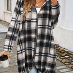 Devine Plaid Zip Up Hooded Coat - All Mine Now Clothing