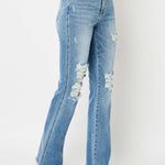 Judy Blue Full Size Distressed Raw Hem Bootcut Jeans - All Mine Now Clothing