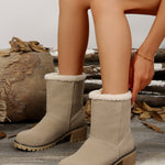 Thermal Fuzzy Block Heel Boots - All Mine Now Clothing