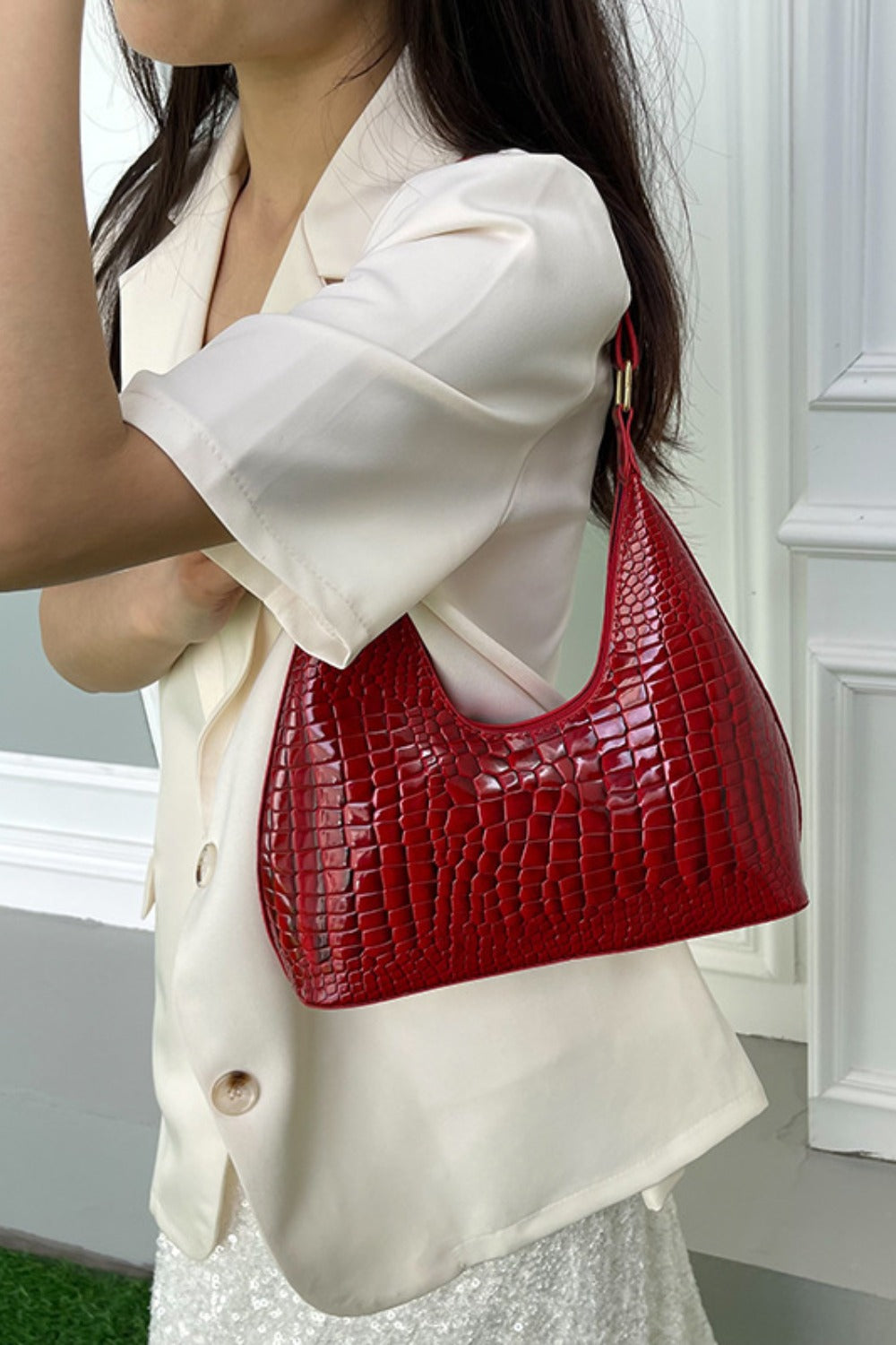 PU Leather Stone Texture Shoulder Bag - All Mine Now Clothing