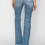 RISEN High Rise Frayed Hem Bootcut Jeans Trendsi