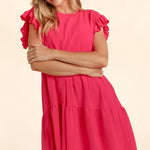 Haptics Full Size Smocking Ruffle Short Sleeve Dress with Pockets - All Mine Now Clothing