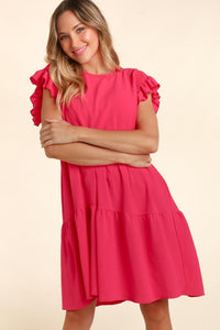 Haptics Full Size Smocking Ruffle Short Sleeve Dress with Pockets - All Mine Now Clothing