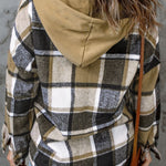 Plaid Button Up Hooded Shacket - All Mine Now Clothing