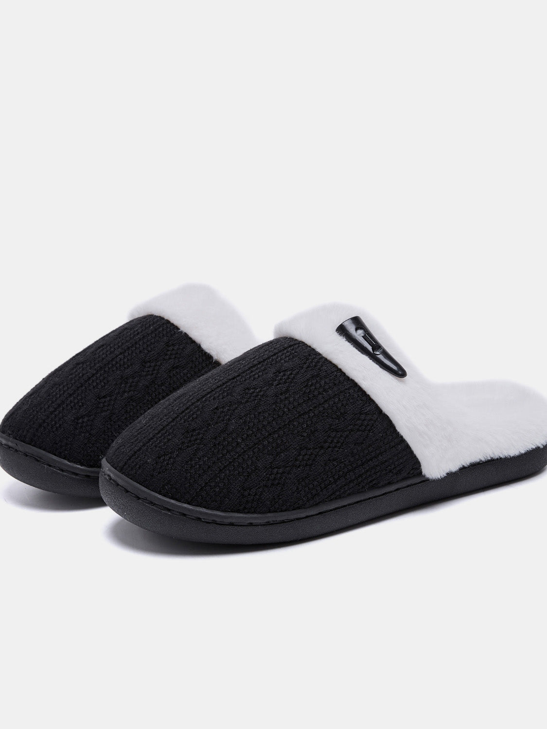 Horn Buckle Furry Texture Flat Slippers - All Mine Now Clothing