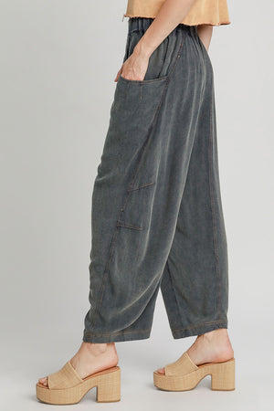 Umgee Elastic Waist Baggy Fit Pants with Pockets - All Mine Now Clothing