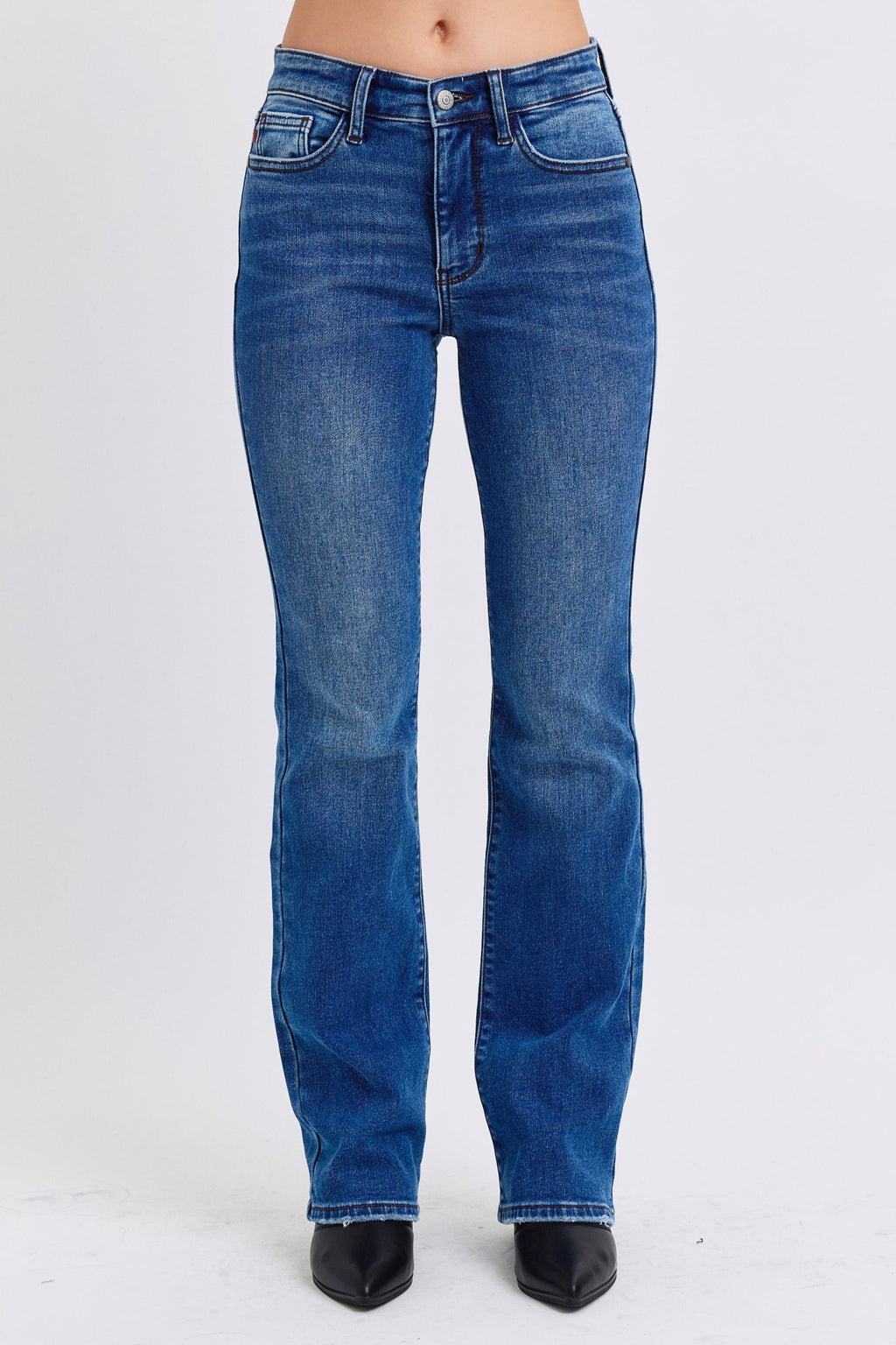 Judy Blue Full Size Run Mid-Rise Bootcut Jeans with Thermal Lining Trendsi