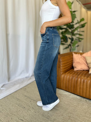 RFM Full Size High Rise Tummy Control Wide Leg Jeans Trendsi