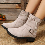 Suede Side Zip Round Toe Boots - All Mine Now Clothing